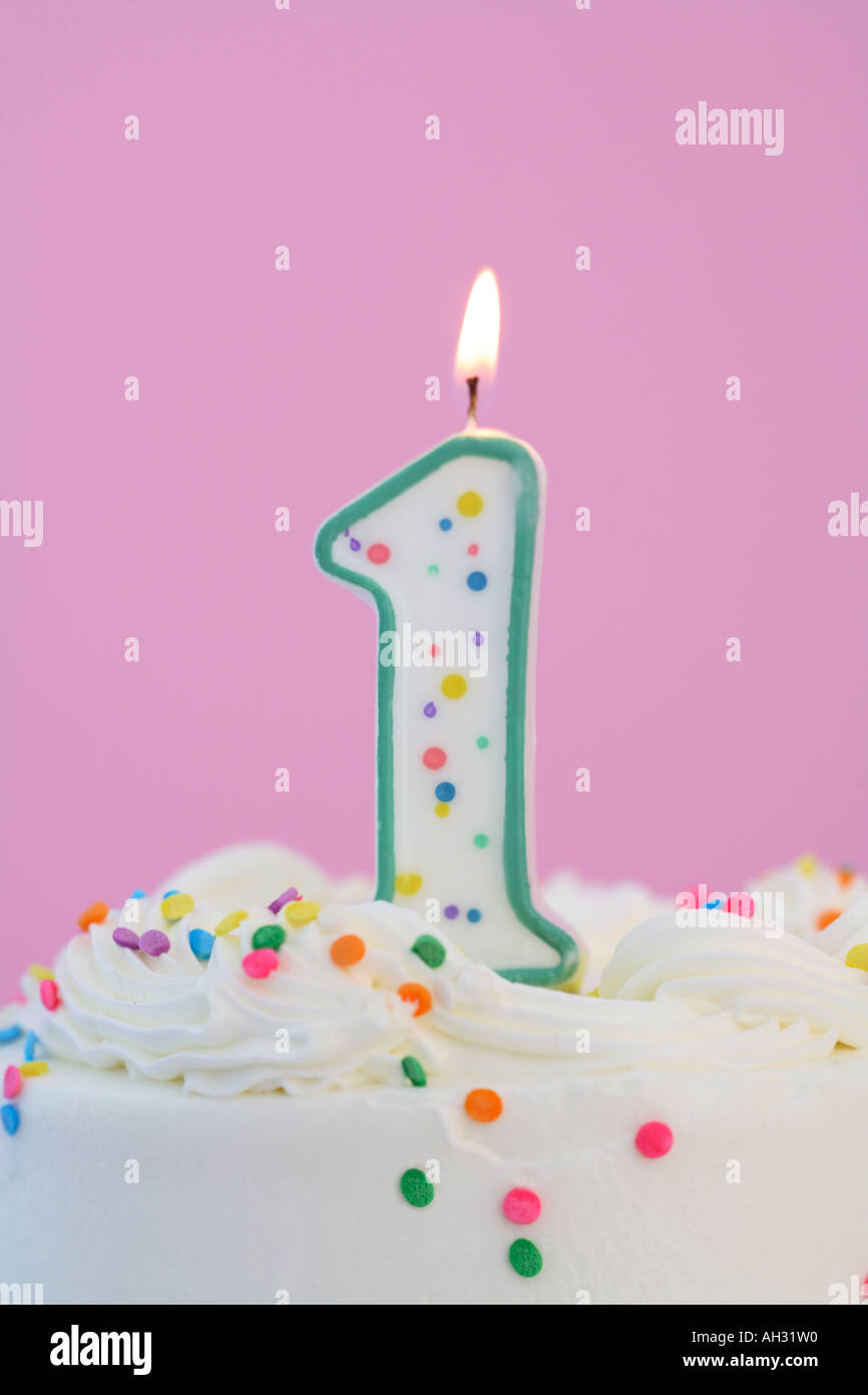 Numero 1 Candela di compleanno Foto Stock