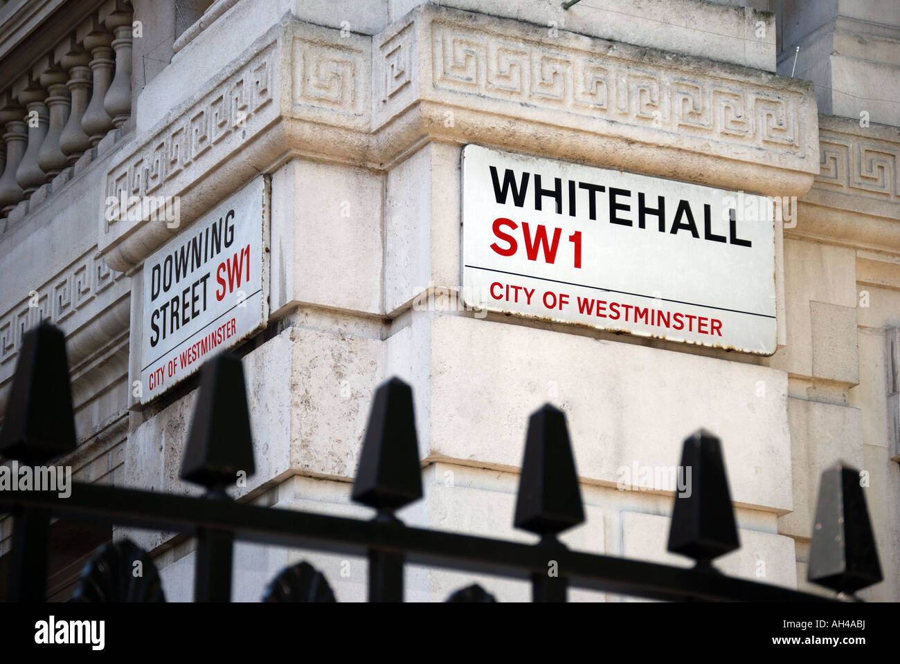 Segnali Stradali, Downing Street, Whitehall, City Of Westminster, Greater London, Inghilterra, Regno Unito Foto Stock
