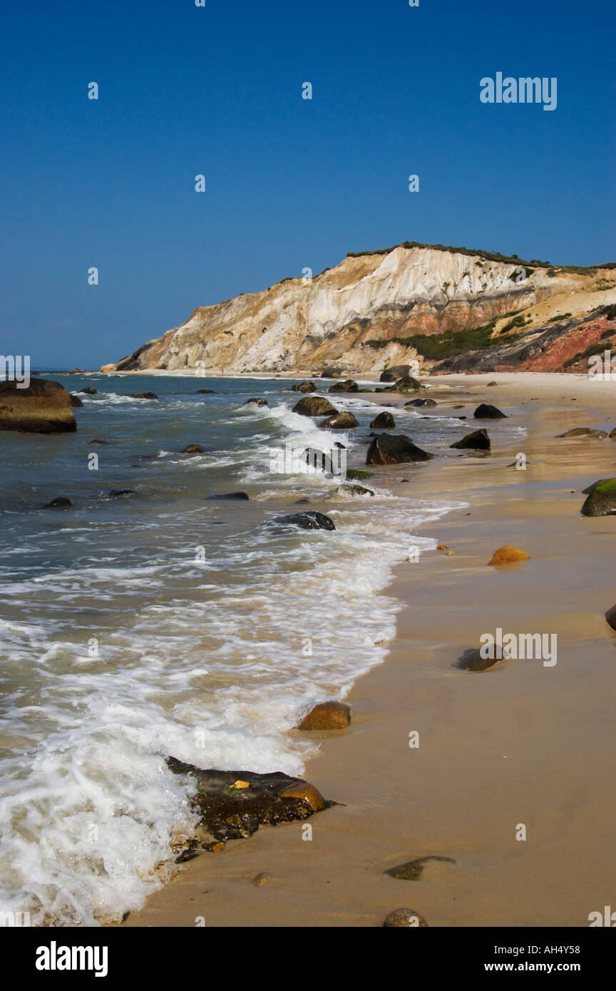 Spiaggia e scogliere lungo la costa al Gay capo Martha s Vineyard Massachusetts Foto Stock