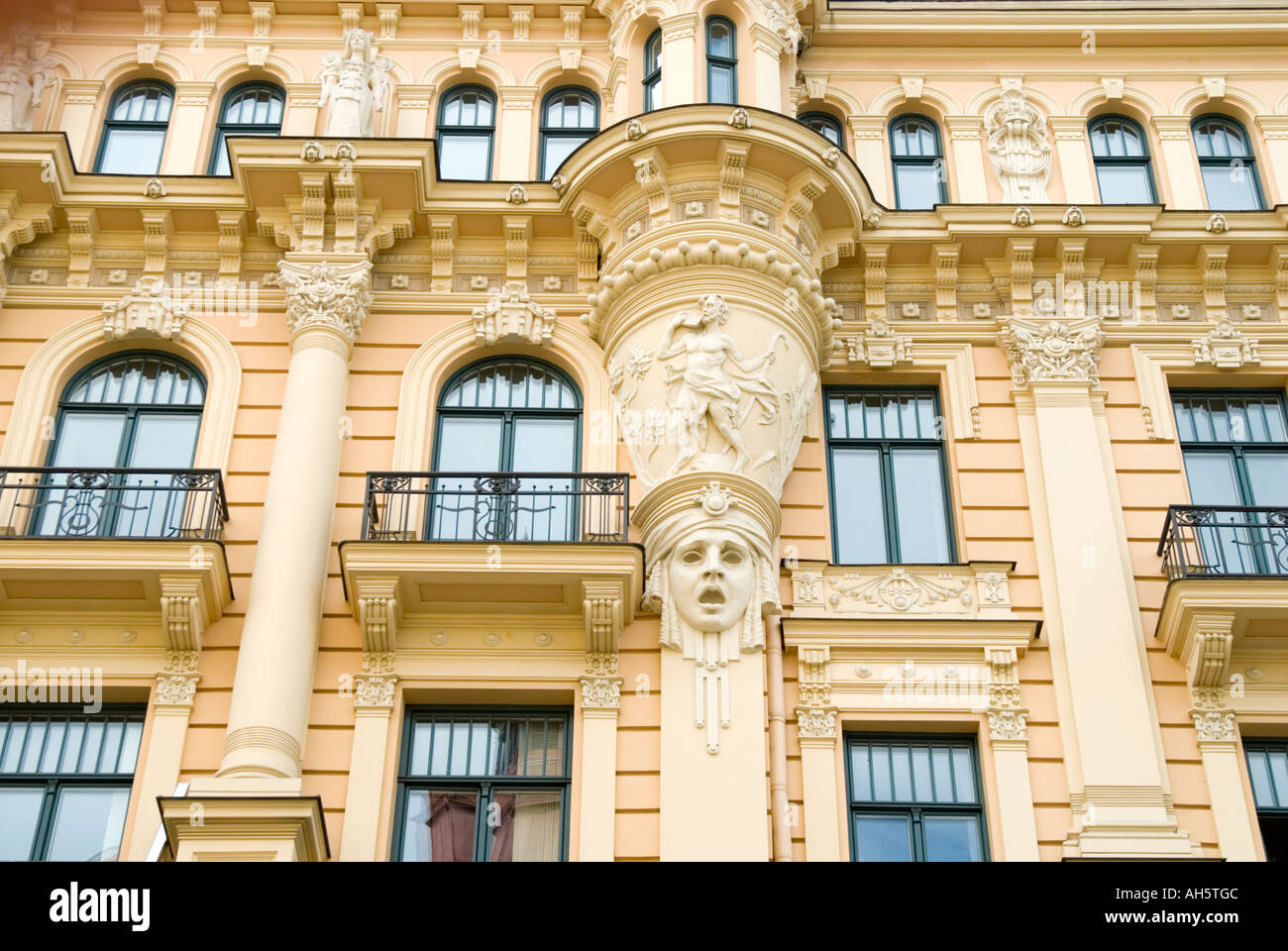 Edificio in art nouveau distretto, Riga Foto Stock