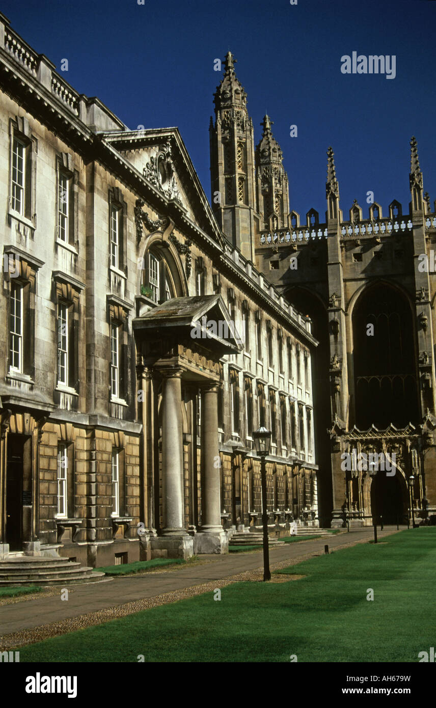 King's College cortile, Università di Cambridge, Cambridgeshire, Regno Unito Foto Stock