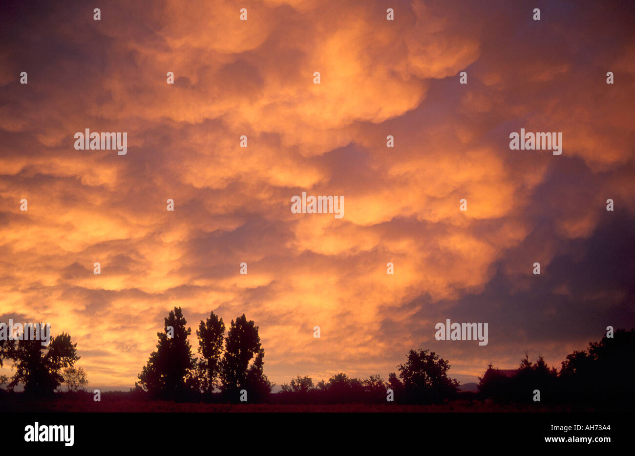 Nuvole al tramonto su southwest Idaho Mammarian nuvole cariche di umidità Foto Stock