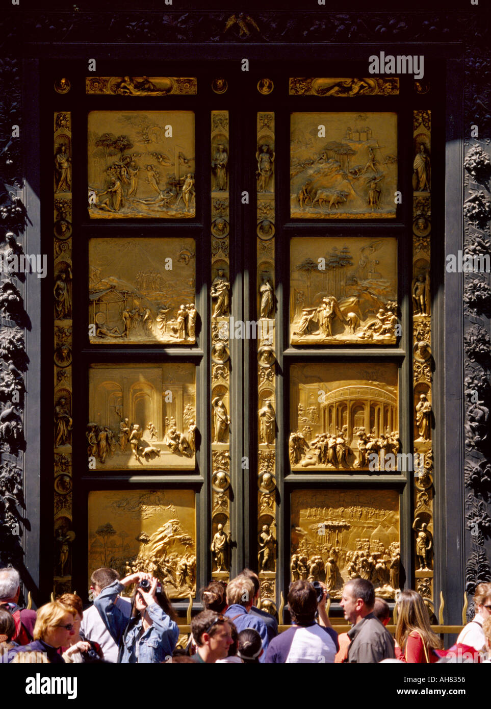 Firenze Toscana Italia Ghiberti le porte del Paradiso sul Battistero Foto Stock