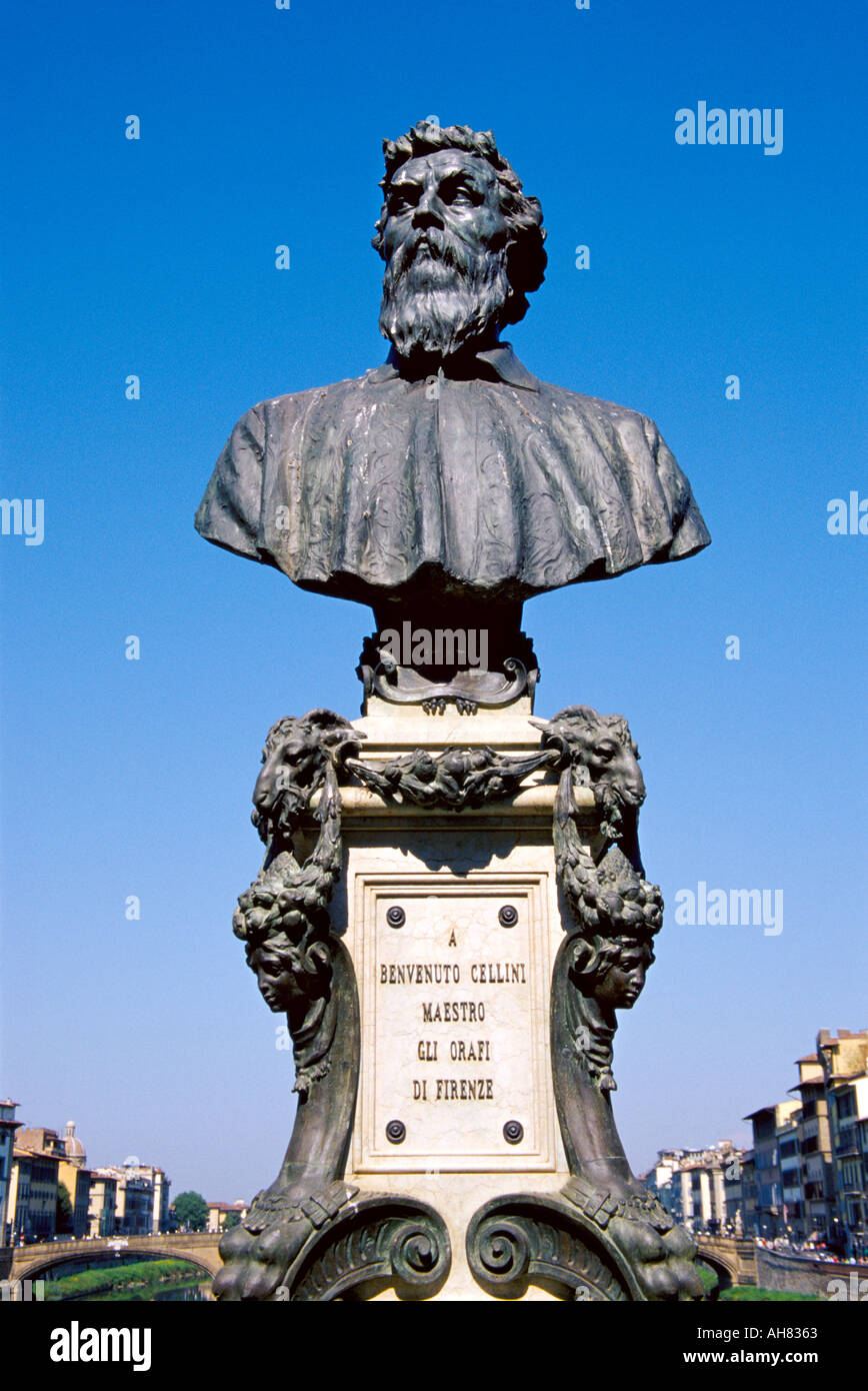 Firenze Toscana Italia busto di Benvenuto Cellini 1500 1571 Foto Stock