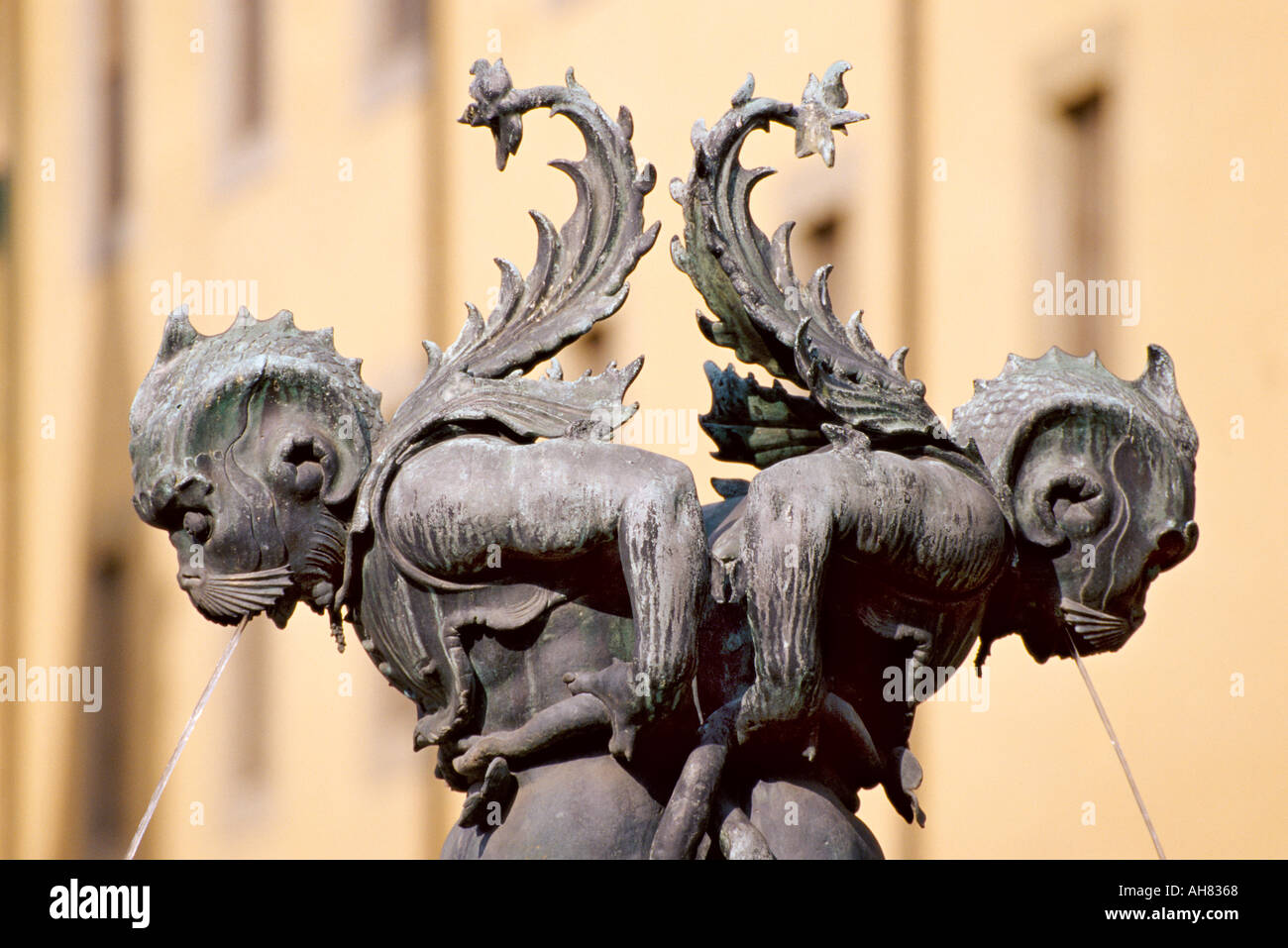 Firenze Toscana Italia fontana nella piazza della santissima annunziata Foto Stock