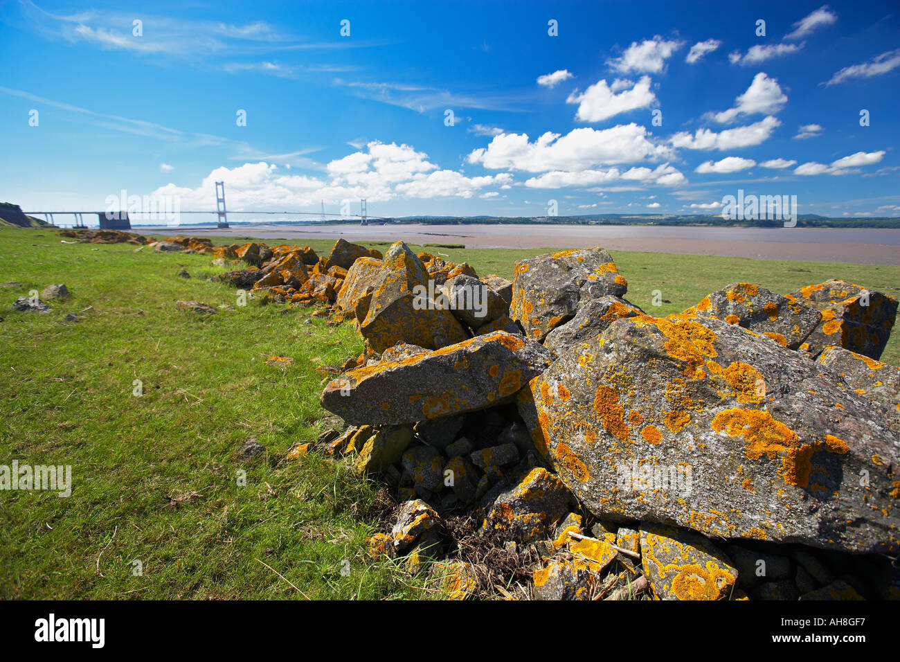 Severn Bridge, attraversando la Severn Estuary tra Galles e Inghilterra Foto Stock
