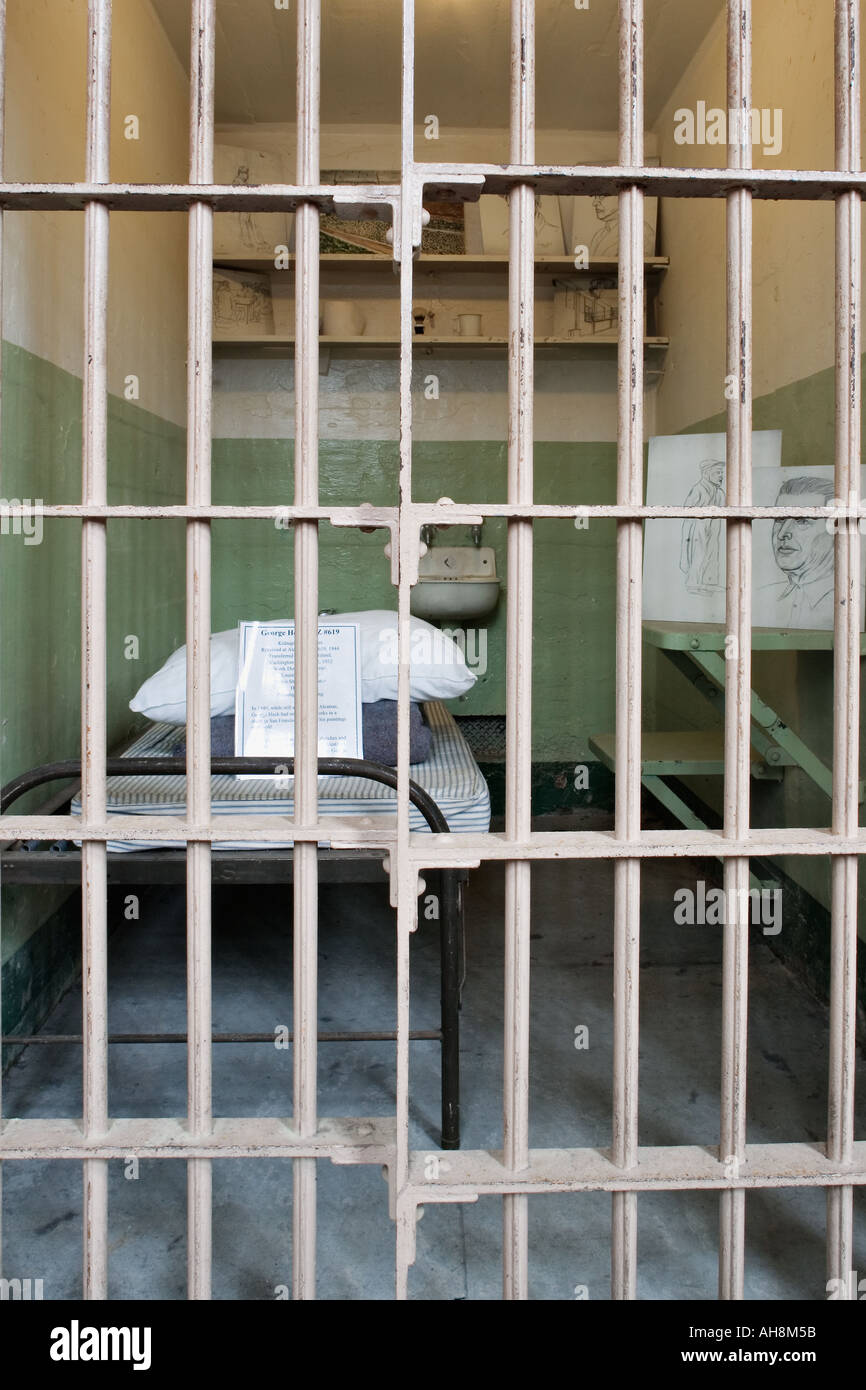 Cella di prigione di Alcatraz Sito Storico Nazionale formalmente una prigione federale sulla Baia di San Francisco San Francisco California Foto Stock