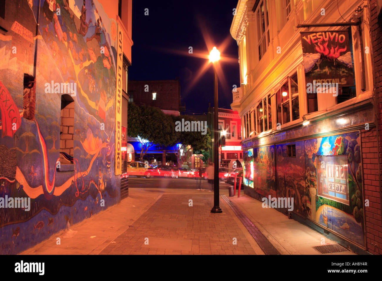 Jack Kerouac Alley, San Francisco. Accanto alla City Lights Bookstore Foto Stock