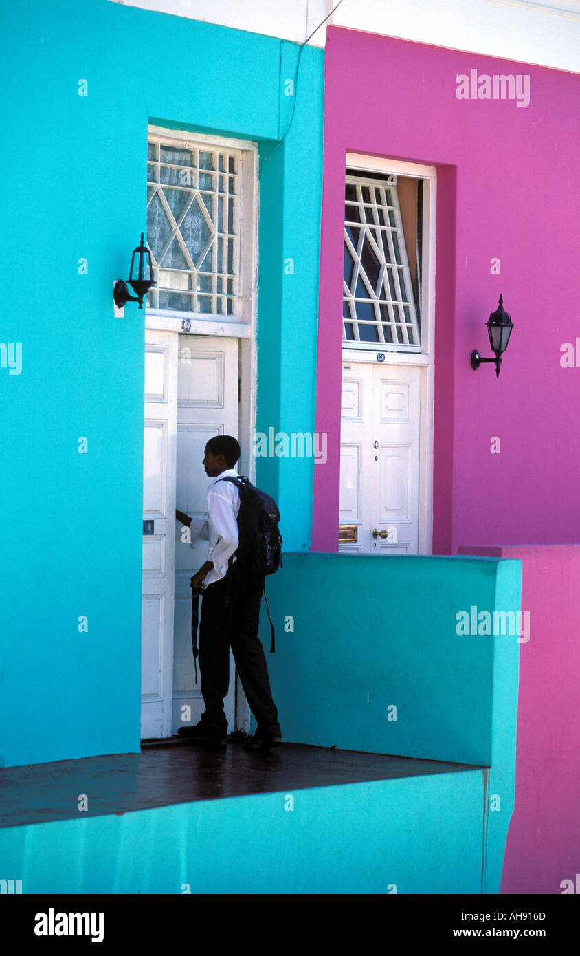 Sud Africa Cape Town case colorate al Bo Kaap Quartiere Malay Foto Stock