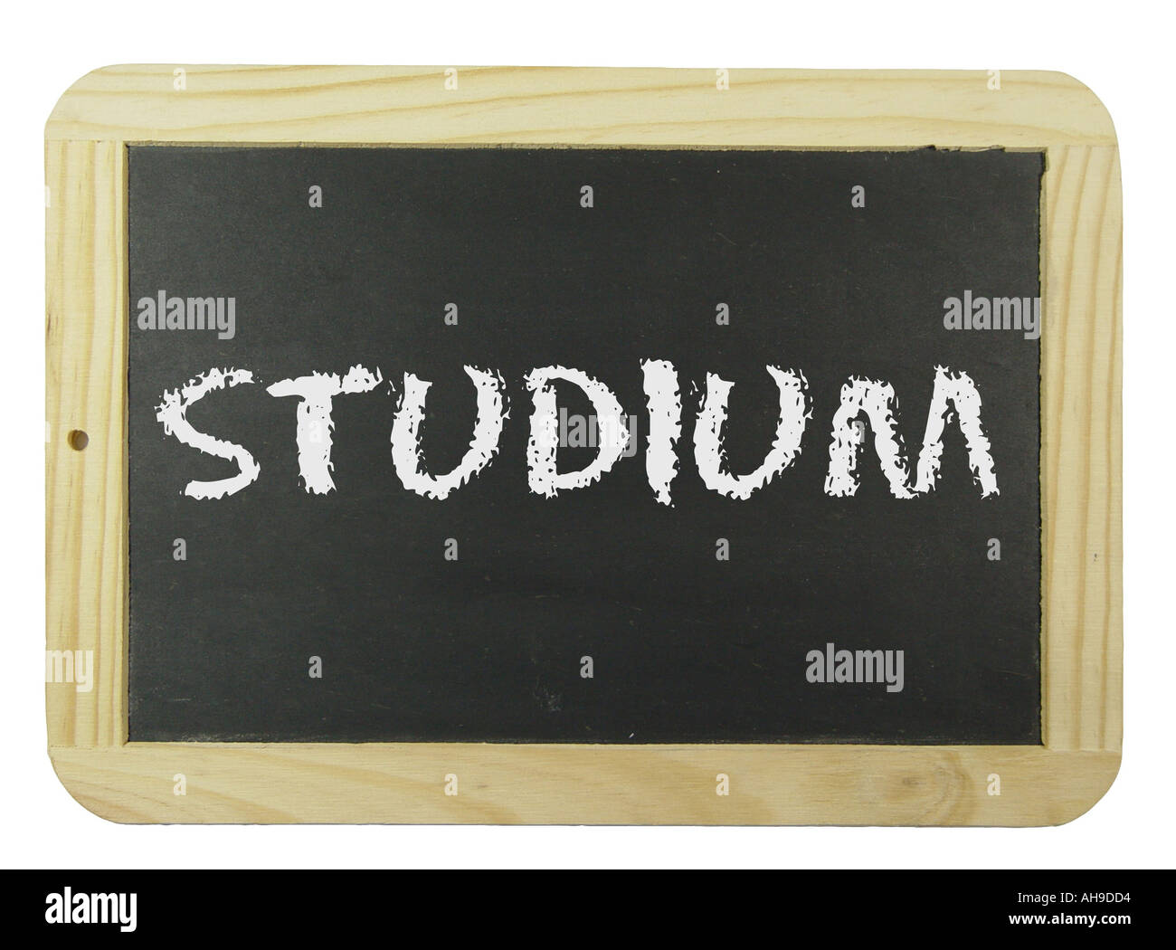 Chalk scheda con l'etichetta simbolo di studio per la scuola formazione e istruzione Foto Stock
