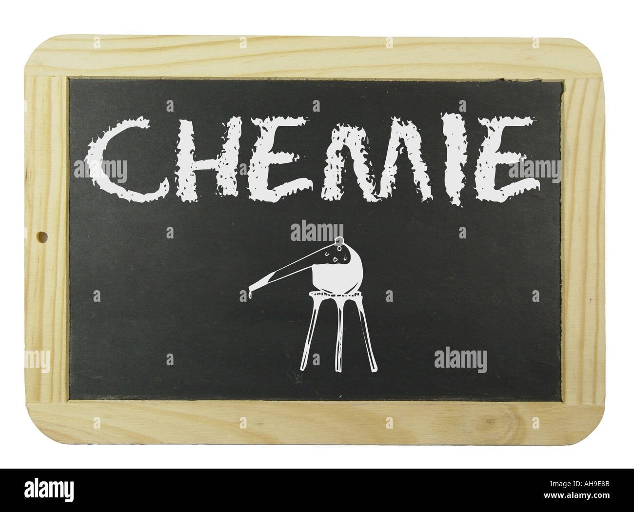 Chalk scheda con l'etichetta simbolo di chimica per la scuola formazione e istruzione Foto Stock
