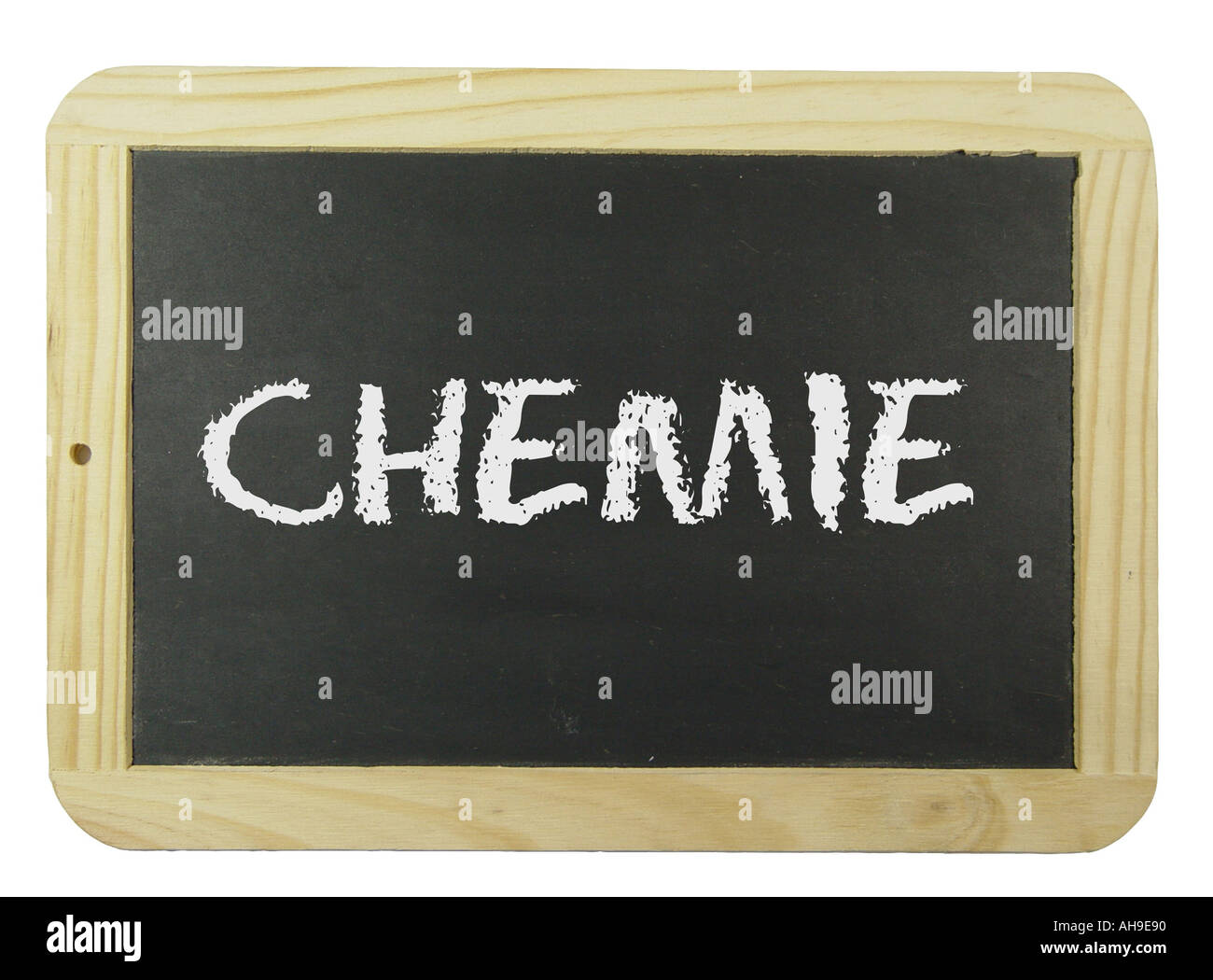 Chalk scheda con l'etichetta simbolo di chimica per la scuola formazione e istruzione Foto Stock