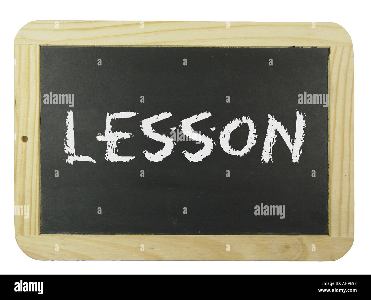 Chalk scheda con l'etichetta lession simbolo per l apprendimento scolastico e istruzione Foto Stock