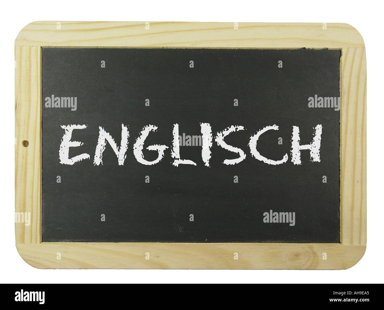 Chalk scheda con l'etichetta inglese simbolo per l apprendimento scolastico e istruzione Foto Stock