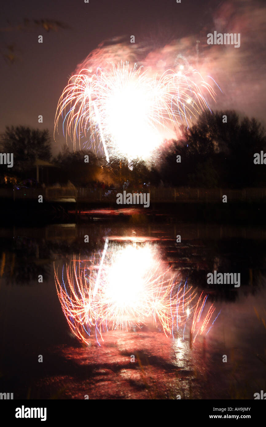 Fuochi d'artificio. Luglio 4th. Naperville Foto Stock