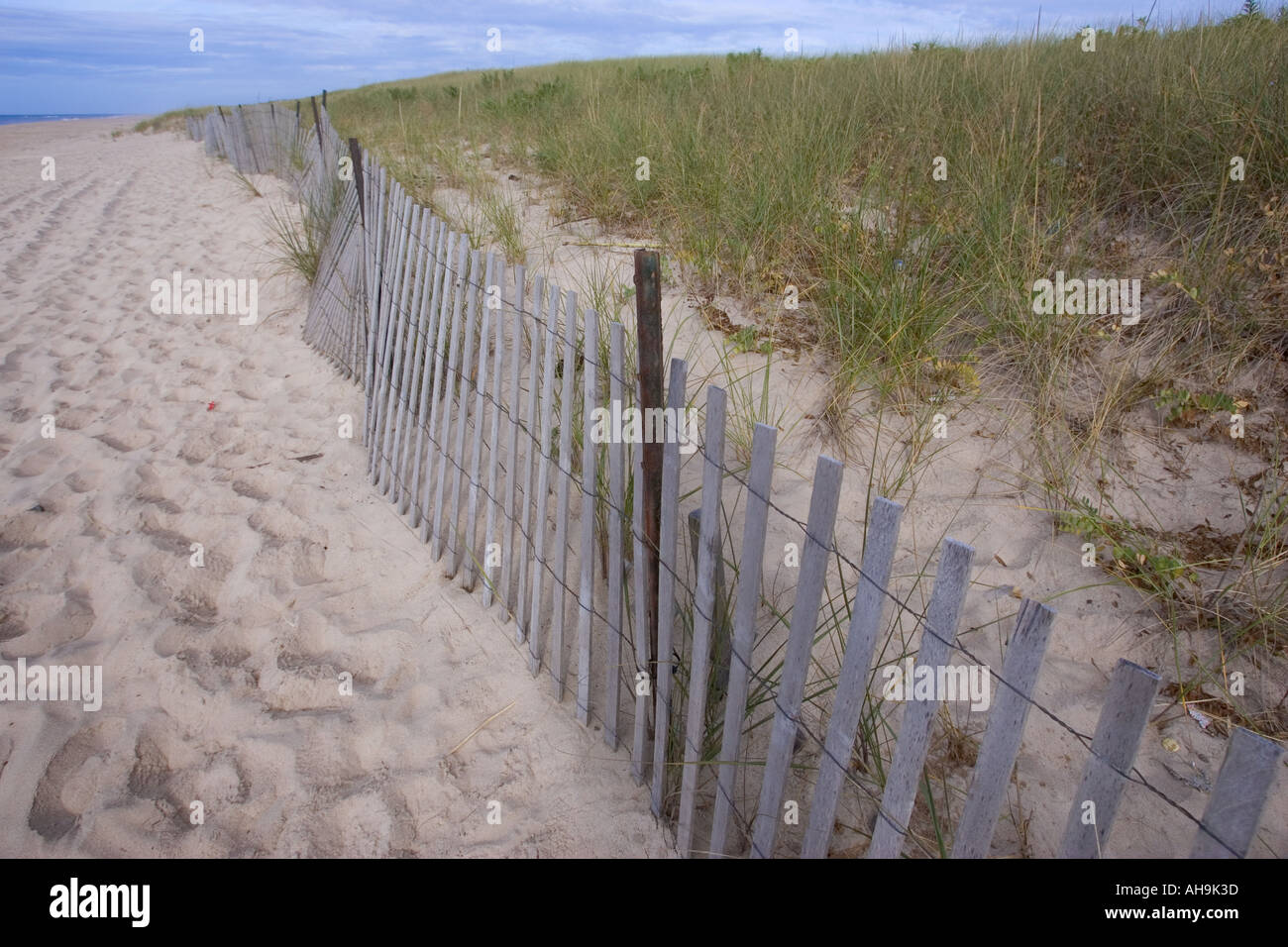 Recinto per fermare l'erosione delle dune Foto Stock