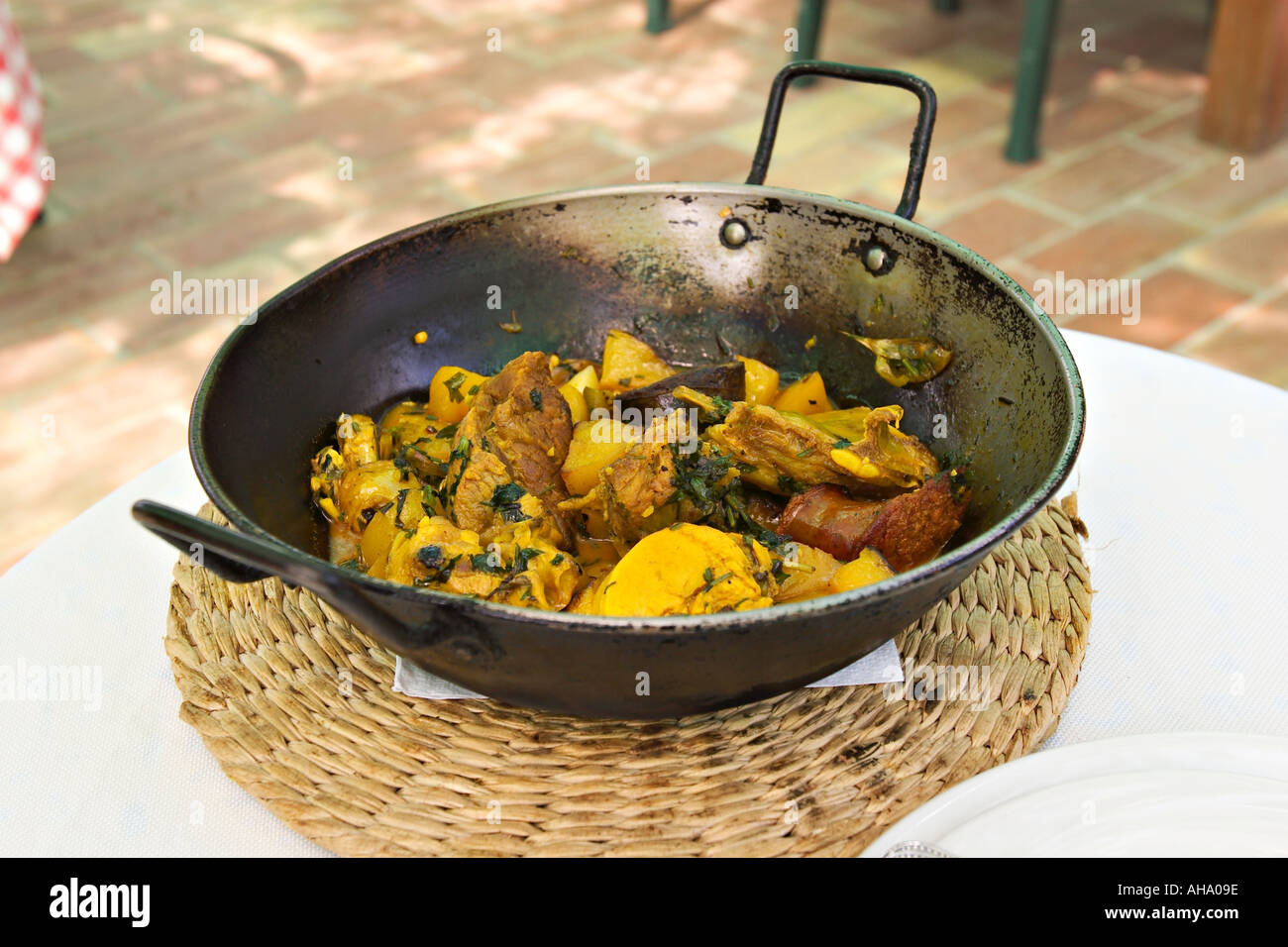 Sofrit pagés tipico pasto su Ibiza Ristorante Casa Pepita vicino a Sant Joan de Labritja Ibiza Foto Stock
