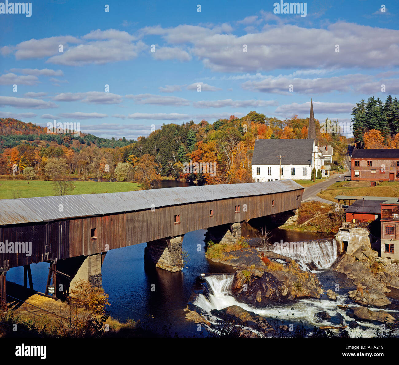 Ponte coperto in vasca del New Hampshire USA Foto Stock
