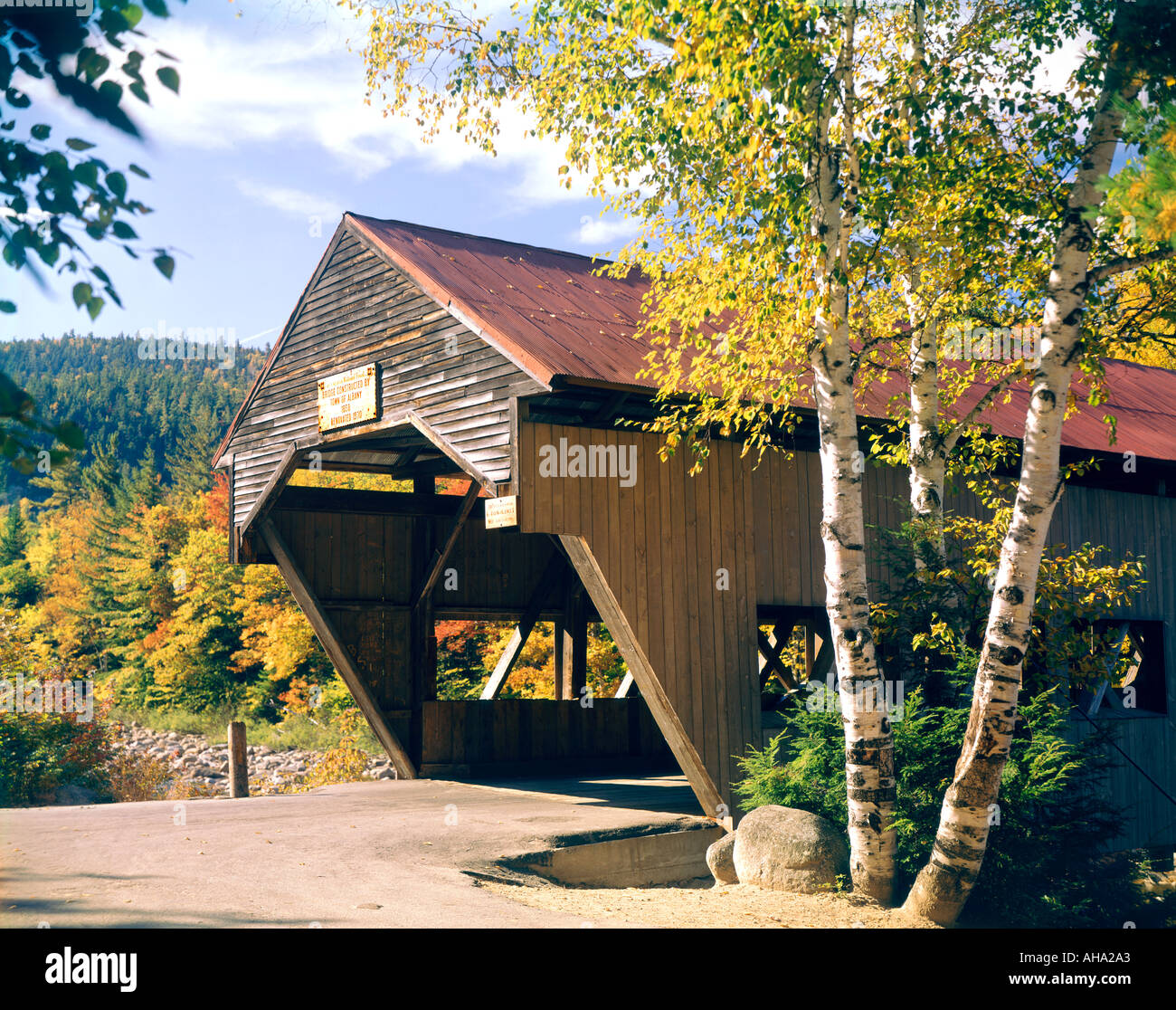 Swiftwater ponte coperto vicino a North Conway New Hampshire USA Foto Stock