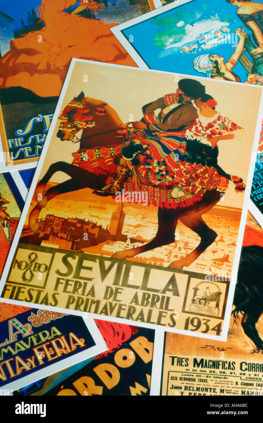 Spagna cartolina di poster per 1934 fiera di Siviglia Foto Stock