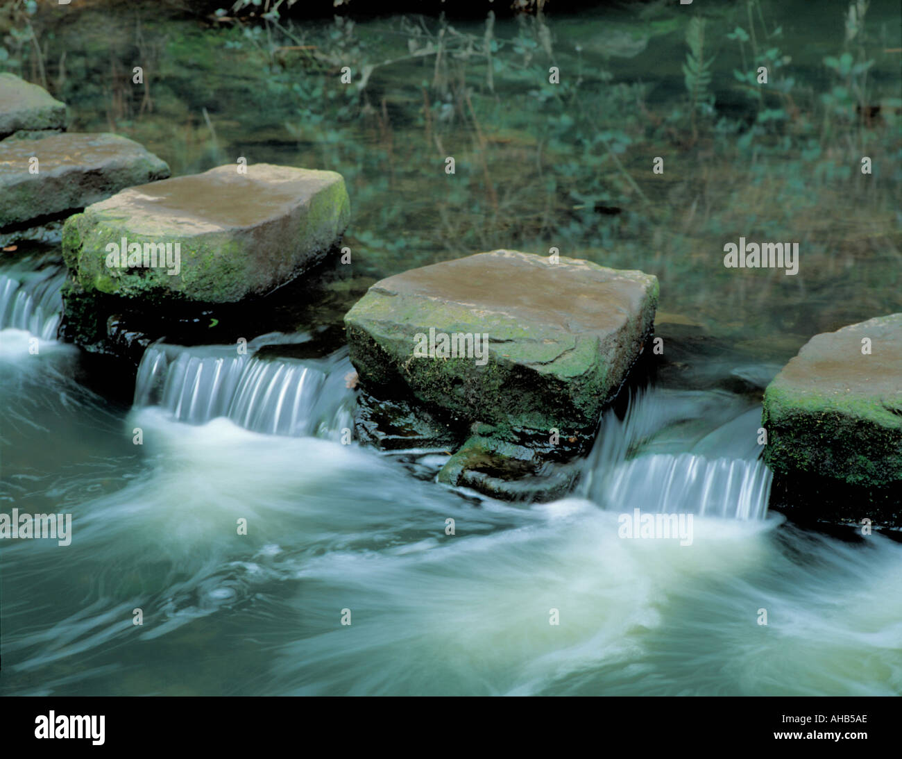 Pietre miliari; oltre la Ouseburn,, Jesmond Dene, Newcastle upon Tyne, Tyne & Wear, Inghilterra, Regno Unito. Foto Stock