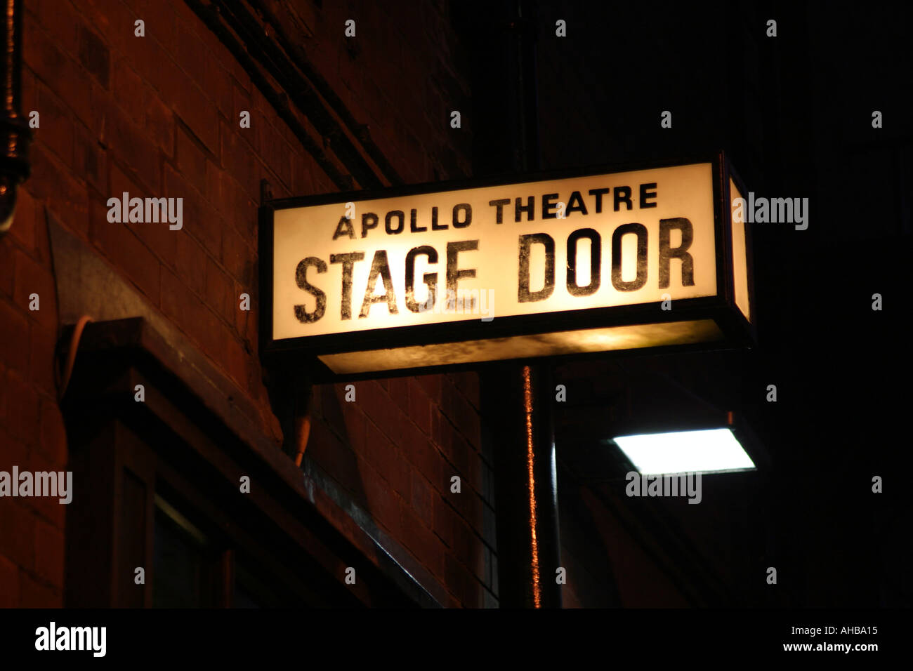 Stage Door sign in London s theatreland Foto Stock