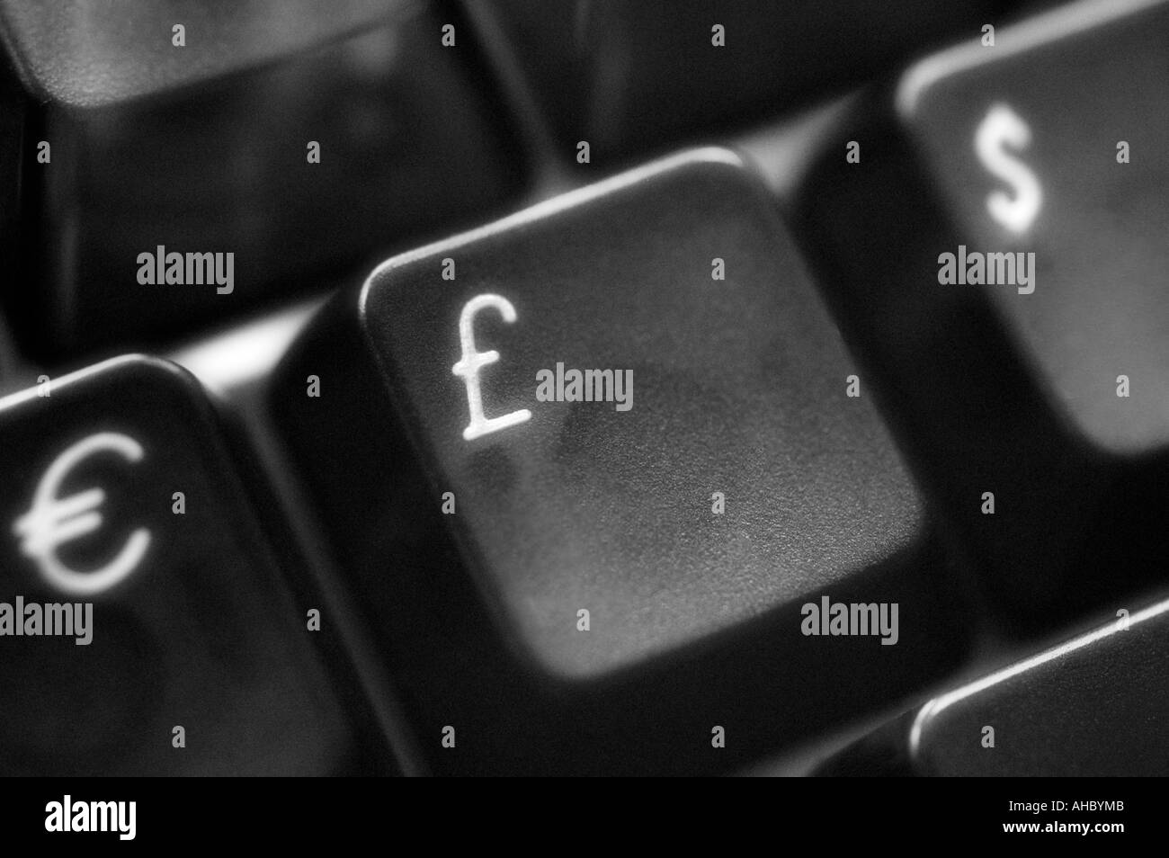 In prossimità della tastiera del computer Foto Stock