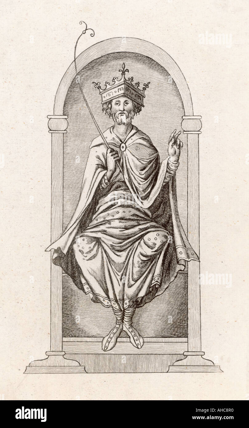 King Edgar I su un trono Foto Stock