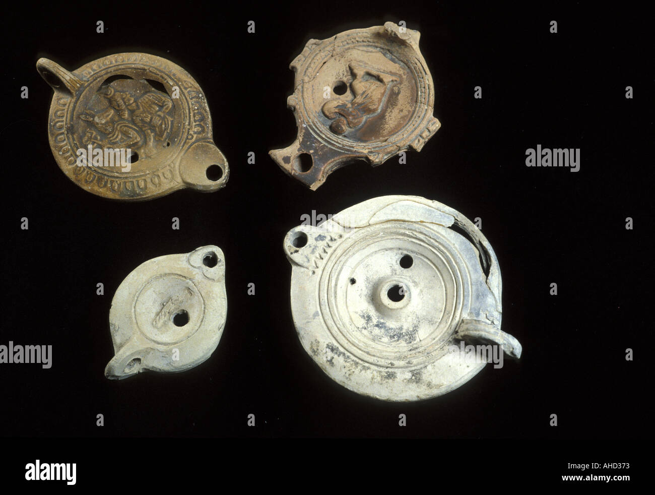 Roman lampade a olio Sicilia Italia Foto Stock