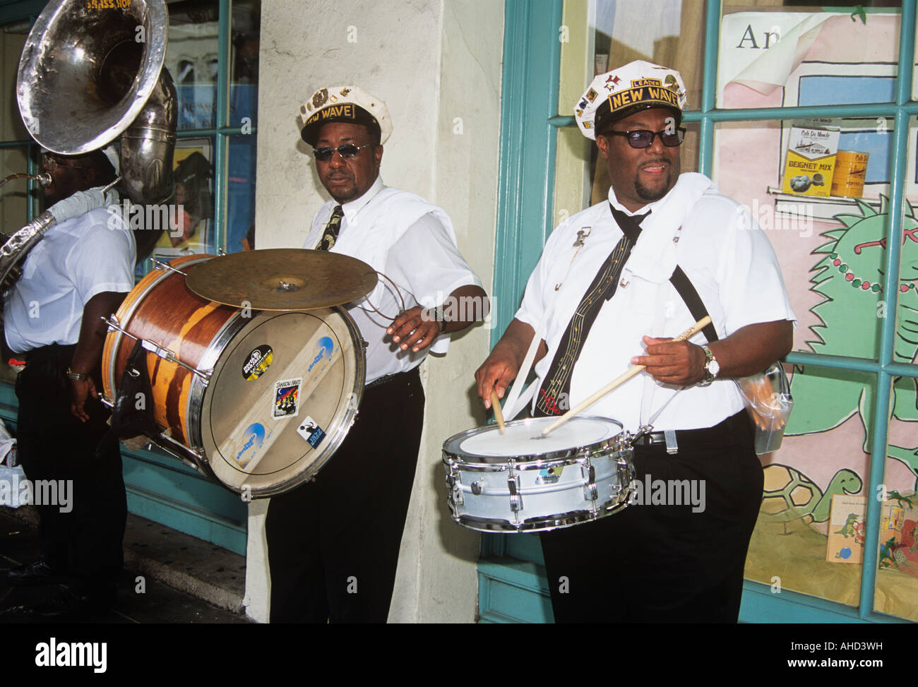 New Wave Jazz Band, quartiere francese, New Orleans, Louisiana, Stati Uniti d'America Foto Stock