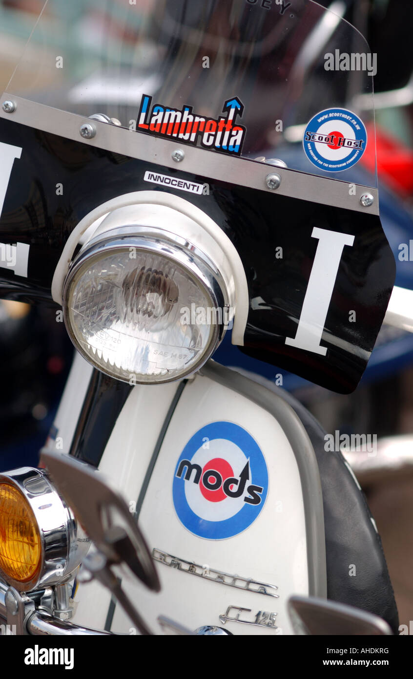 Proiettore di una Lambretta scooter a Ace Cafe reunion in Brighton Settembre 2007 Foto Stock