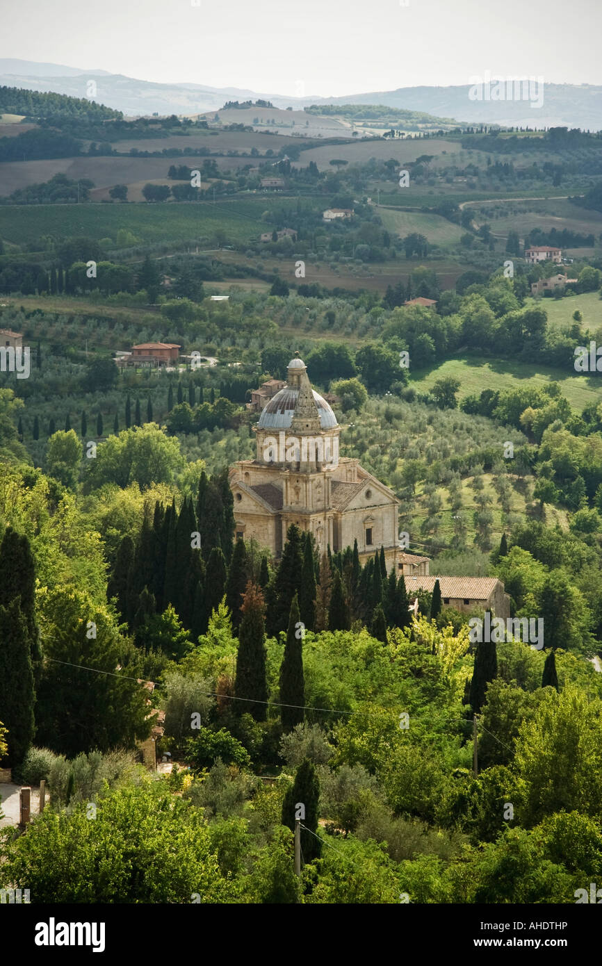 San Biagio si vede dalle pareti di Montepulciano Foto Stock