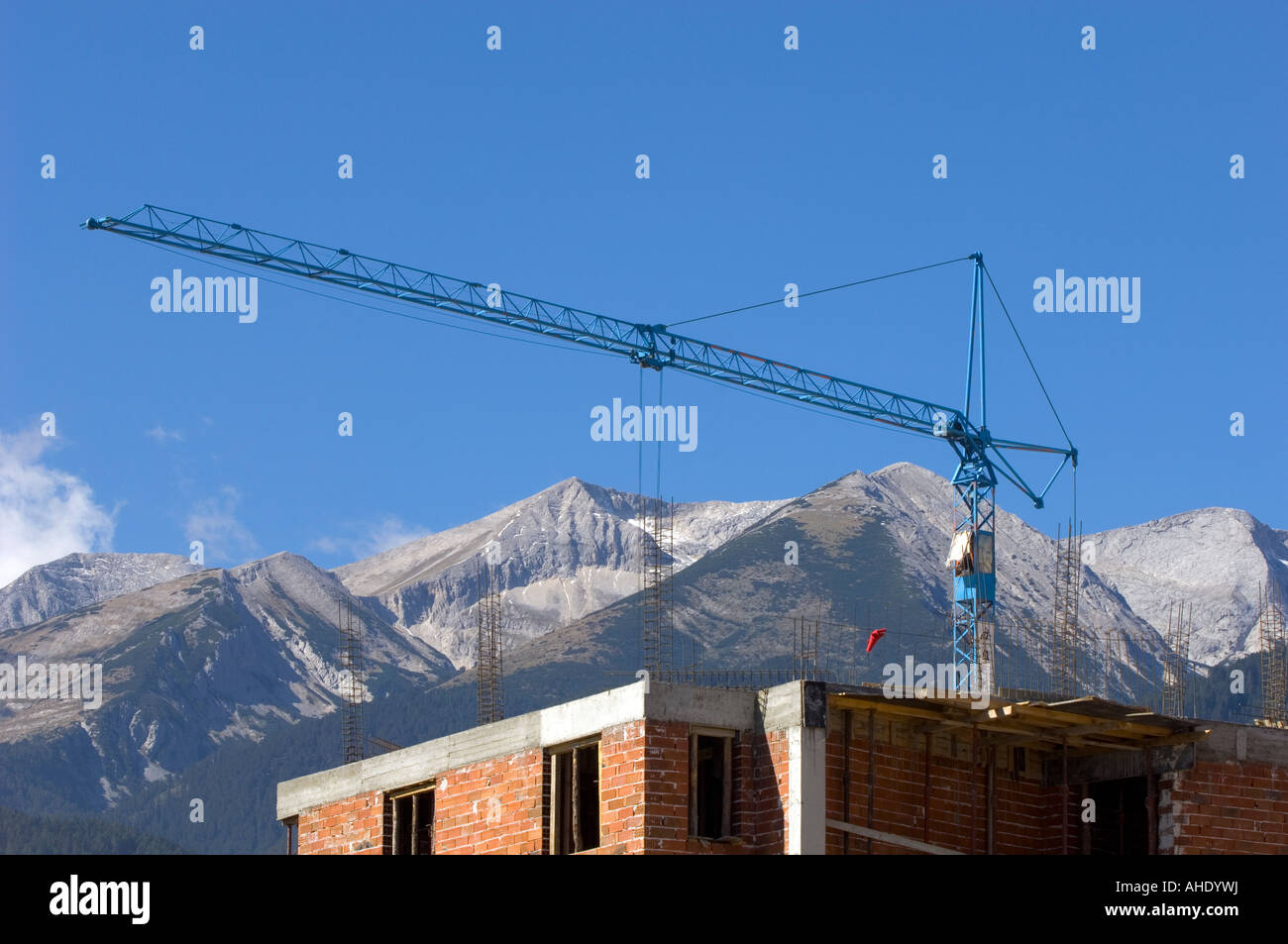 Nuove case in costruzione, Bansko, montagne Pirin, Bulgaria Foto Stock