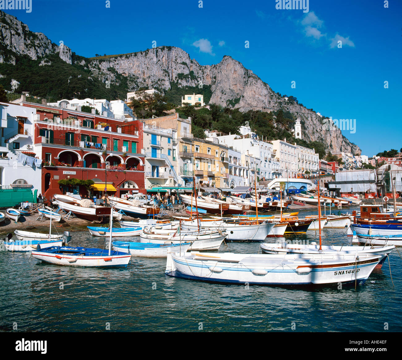 L'Italia, il Golfo di Napoli e la Costiera Amalfitana, Capri, Marina Grande Foto Stock