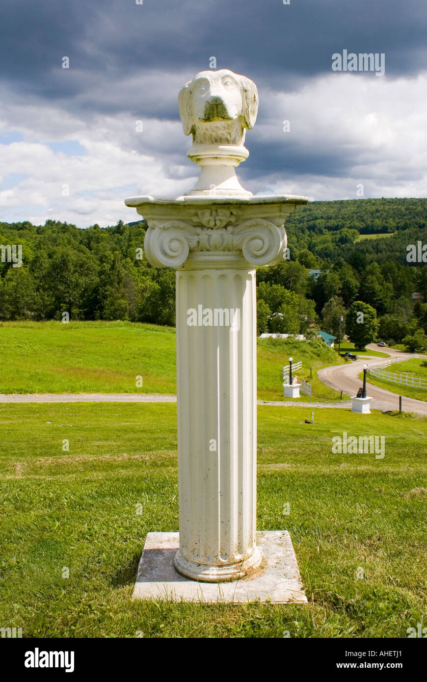 Testa di cane busto presso la cappella del cane in Saint Johnsbury Vermont Foto Stock