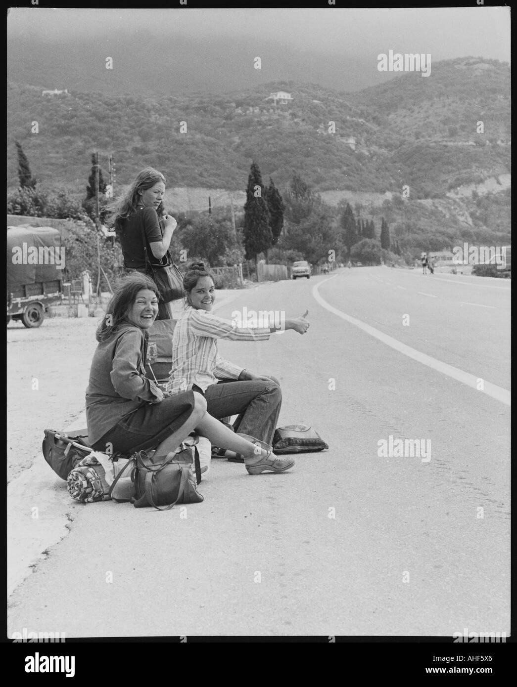 Il sollevatore escursionismo 1970s Foto Stock