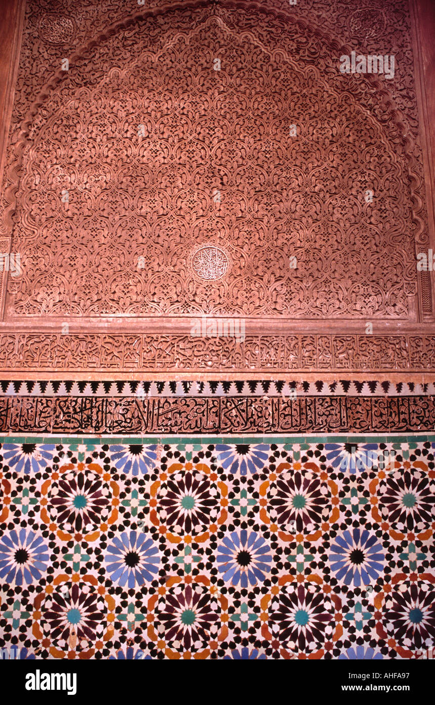 Saad tombe di Marrakesh dettaglio decorativo 1 Foto Stock