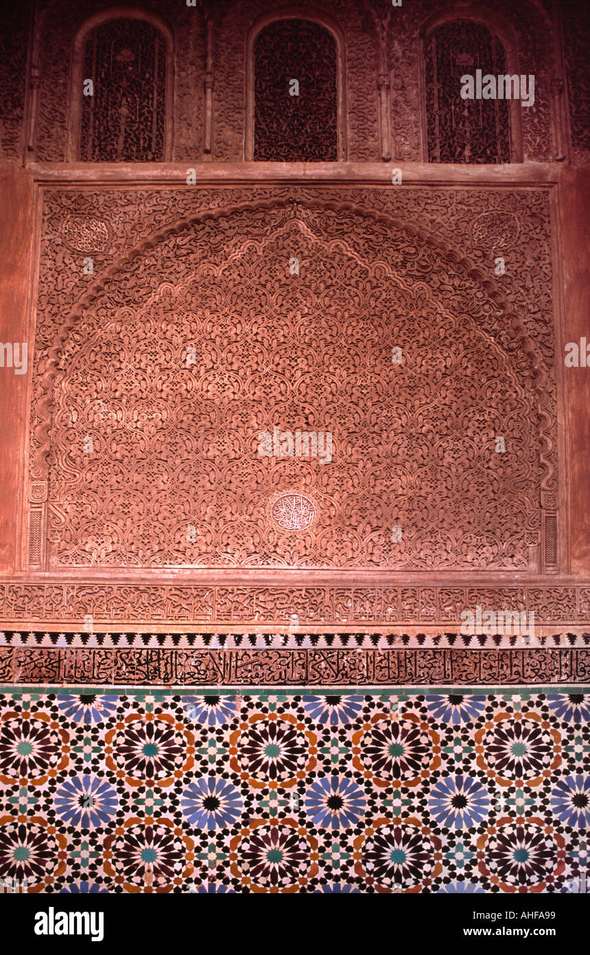Saad tombe di Marrakesh dettaglio decorativo 2 Foto Stock