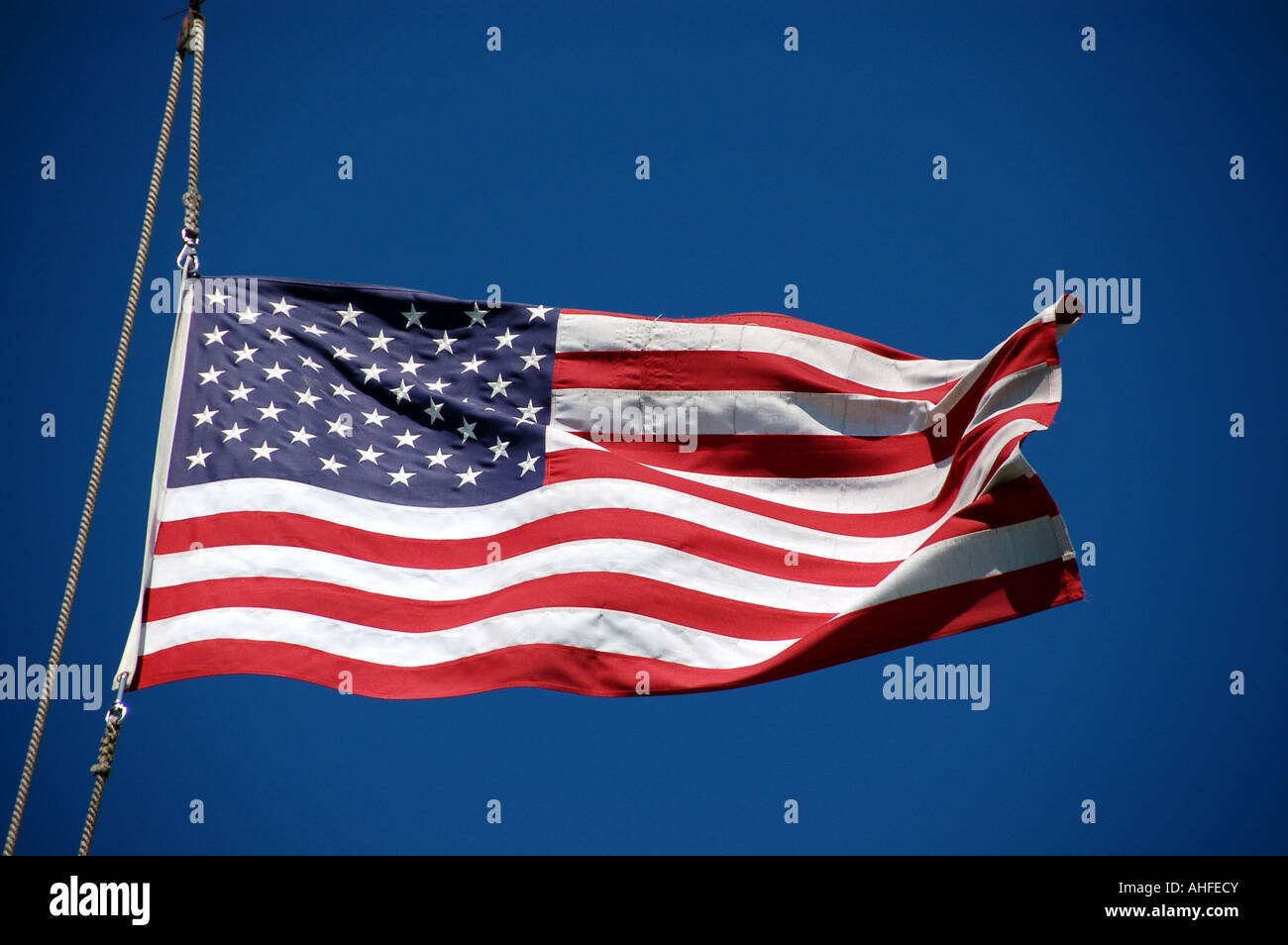 Bandiera americana battenti in vento Foto Stock