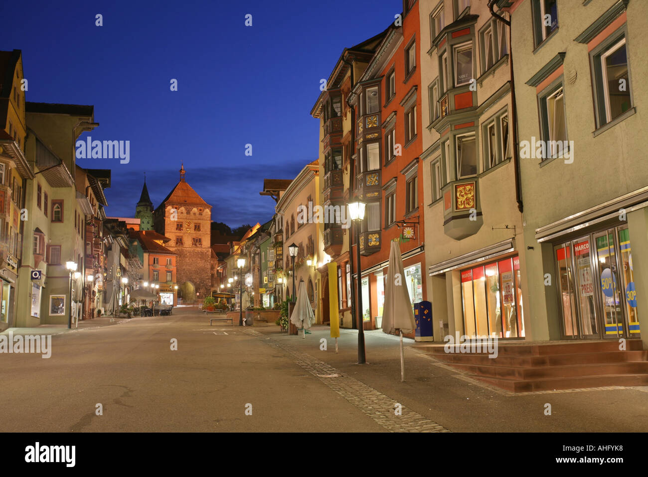 Torre Nera e case nel centro storico di Rottweil, Baden-Württemberg, Germania Foto Stock