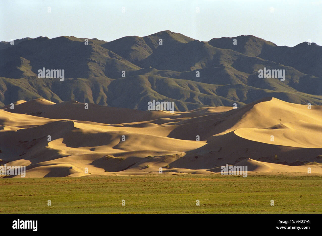 Khongoryn Els duna di sabbia. Zoolon Uul complesso montuoso. Sud Il deserto del Gobi. Mongolia Foto Stock