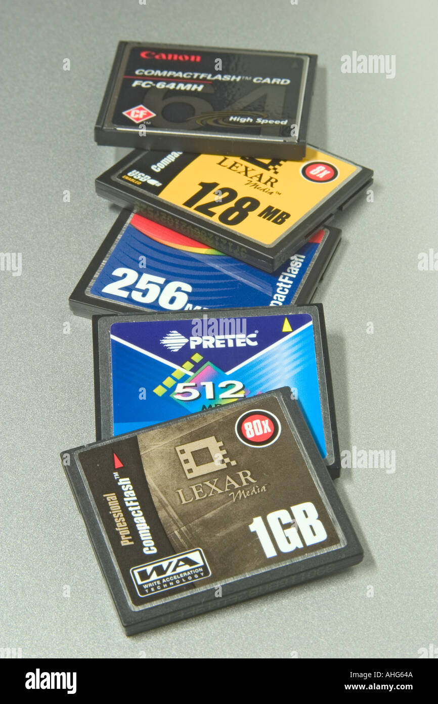 Vari formati di schede Compact Flash Foto Stock