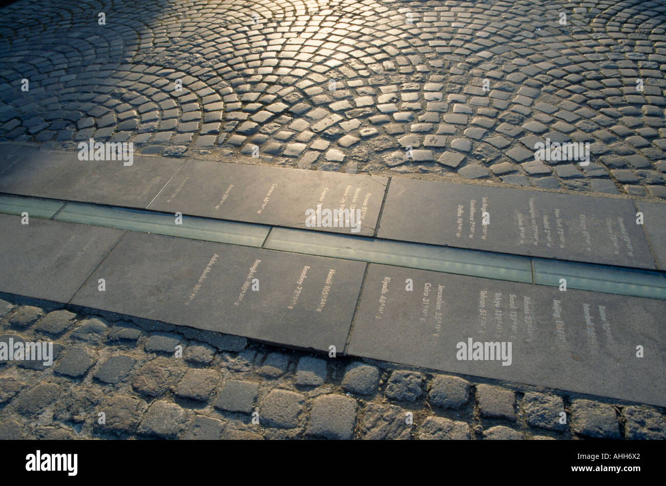 Inghilterra Londra Greenwich Meridian line 0 di longitudine orientale di divisione e di emisferi occidentali Foto Stock