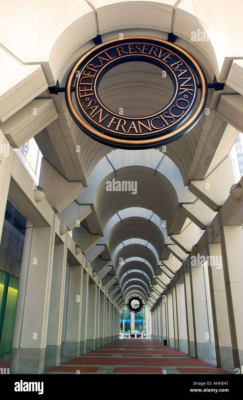 The Federal Reserve Bank Building in downtown San Francisco California Foto Stock