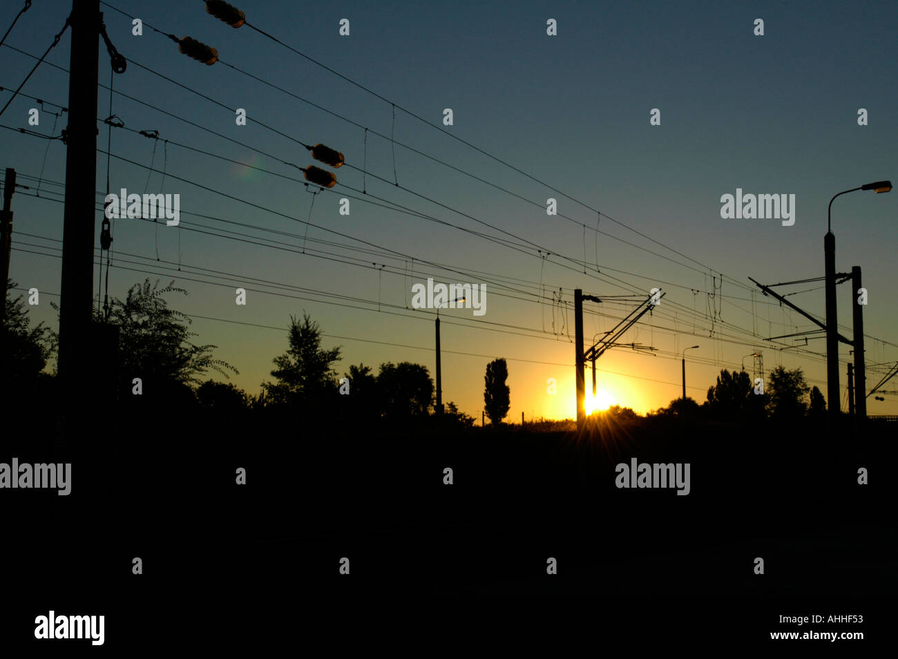 Linea aerea di contatto Foto Stock