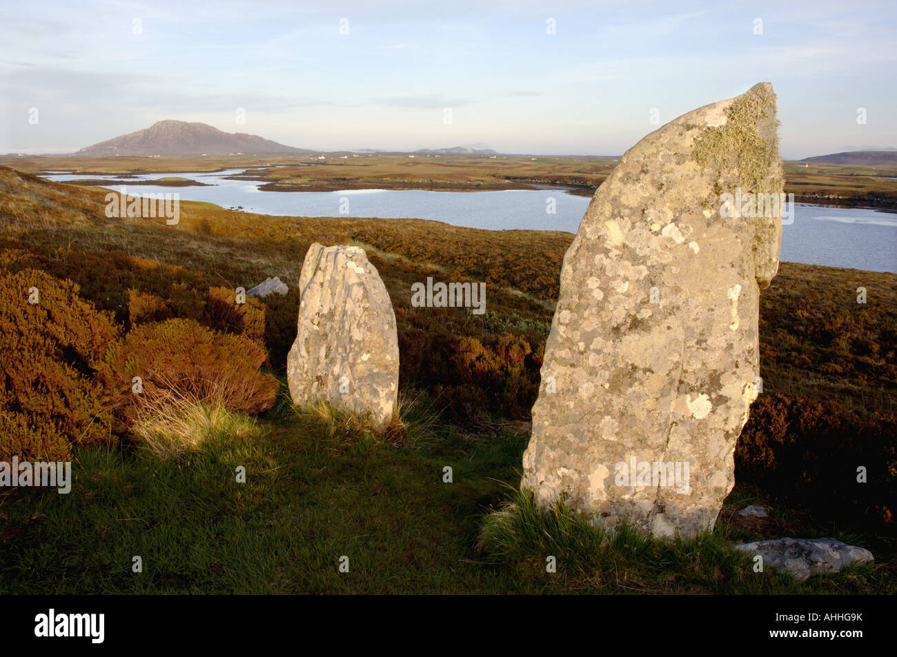 Pobull Fhinn (Finn persone), il cerchio di pietra, Regno Unito, Scozia, North Uist Foto Stock