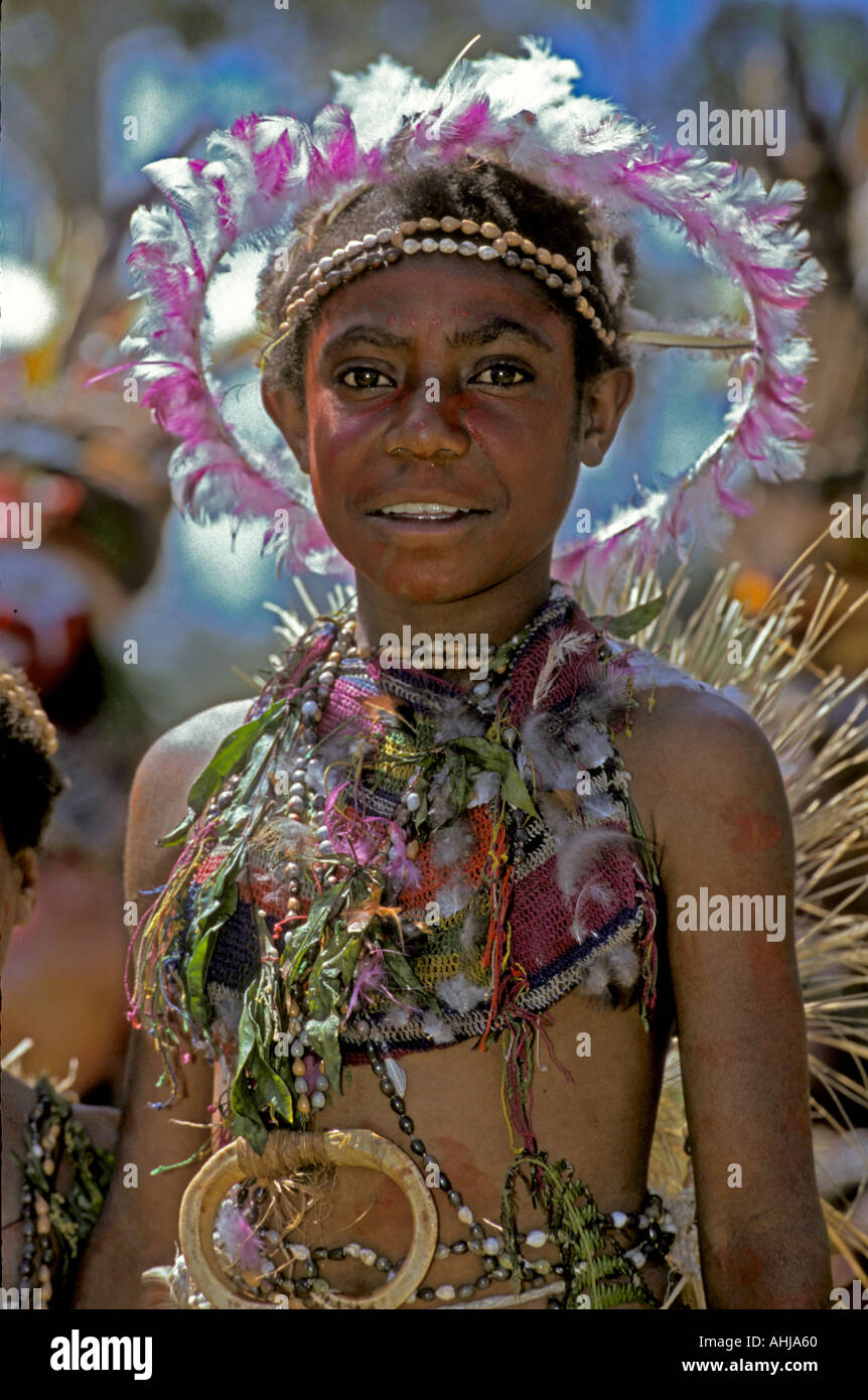 Papua Nuova Guinea, Highlands Occidentali Provincia, Mt. Hagen Spettacolo Culturale Foto Stock