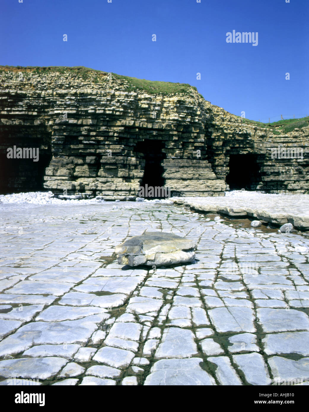 Lias scogliere calcaree col huw beach llantwit major glamorgan heritage coast sout wales Foto Stock