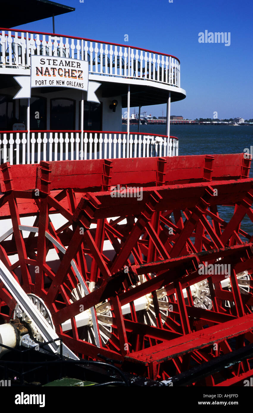 Piroscafo Natchez ormeggiato sul fiume Mississippi a New Orleans. New Orleans, Louisiana, Stati Uniti. Foto Stock