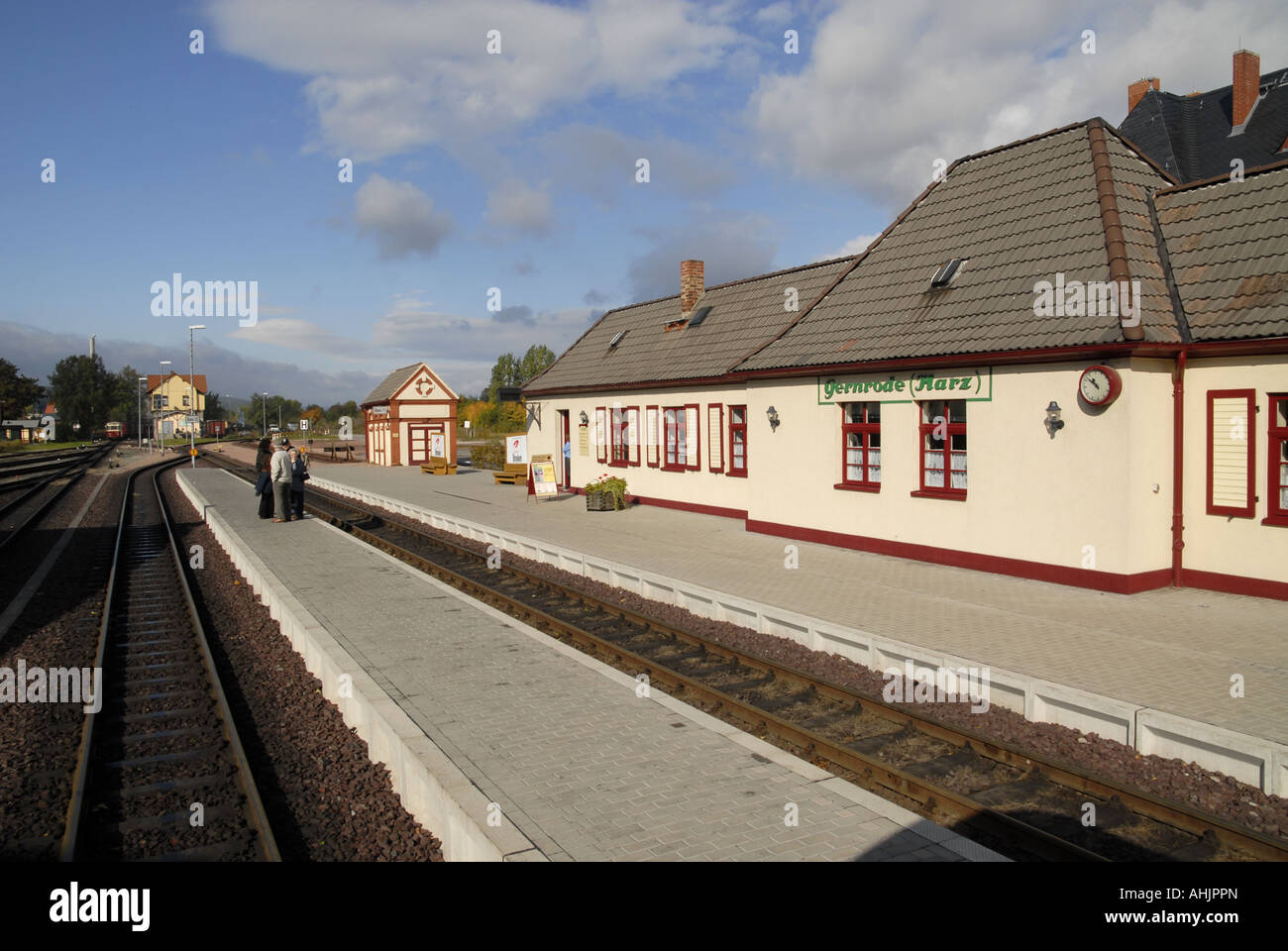 Stazione di Harzer Schmalspurbahn in Gernrode Foto Stock